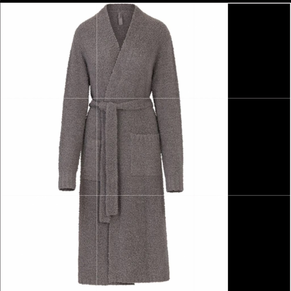 SKIMS Cozy knit soft warm long robe in Smoke